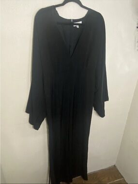 Boohoo Occasion Black Wide Leg Jumpsuit Womens Size 16 (US12) Long Sleeve V Neck